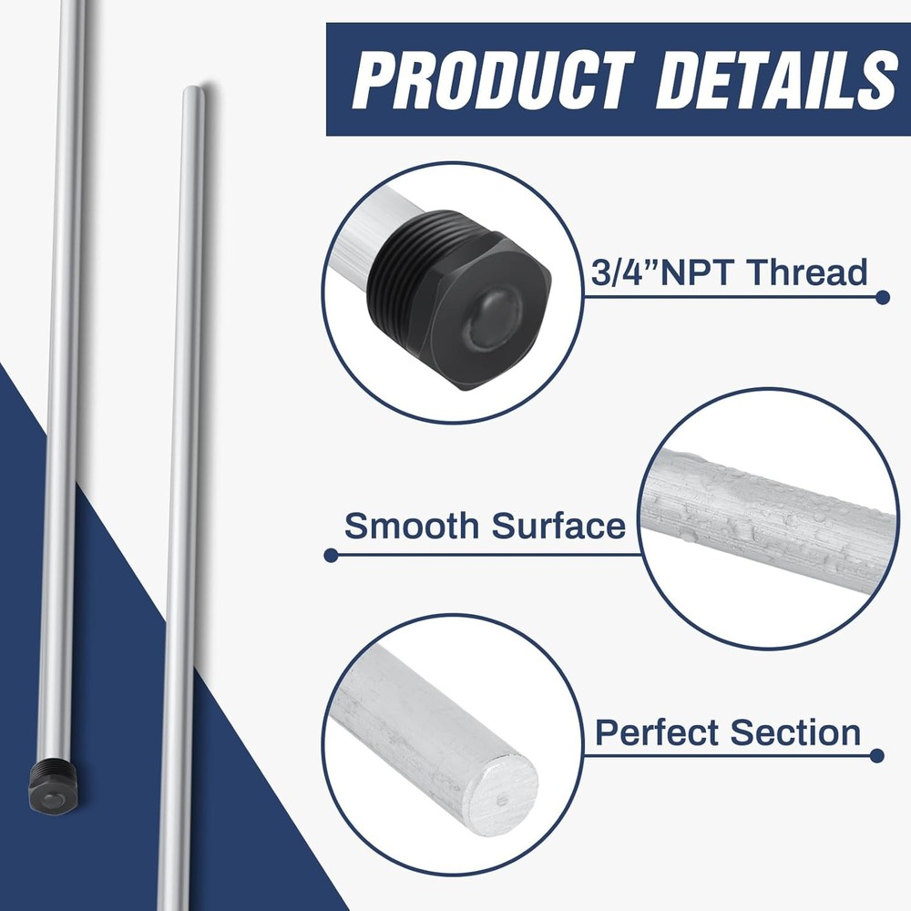 Tandefio 1 Pcs Anode Rod for Hot Water Heater Aluminum 3/4 Npt X 29 Inches