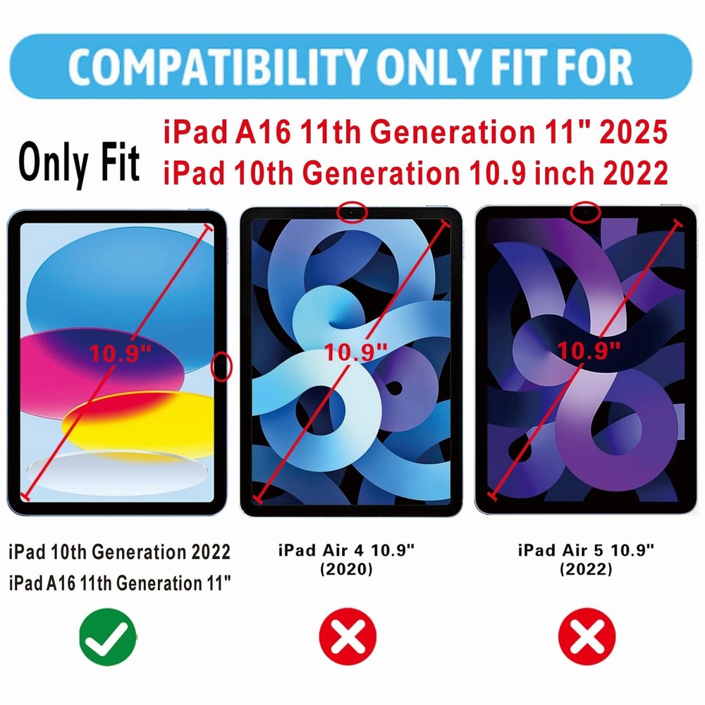 2 Pack, Screen Protector for iPad A16 11th/10th Generation (2025/2022 Model) ...