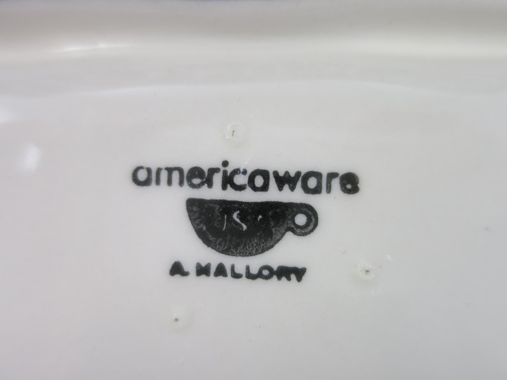 Ann Mallory Americaware Black White Swirl Modern Butter Dish Cover Handpainted