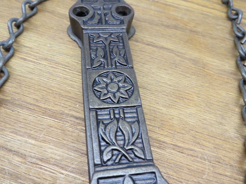 OLD DOUBLE DOOR FRENCH DOOR LOCK LATCH SPRING LOADED PULL CHAIN
