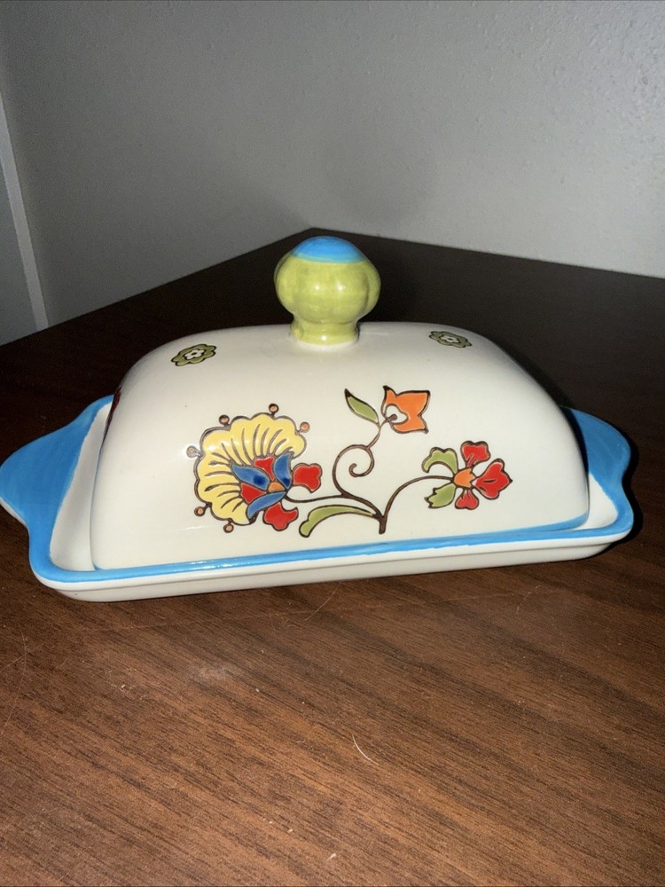 Dutch Wax Elephant Painted Butter Dish