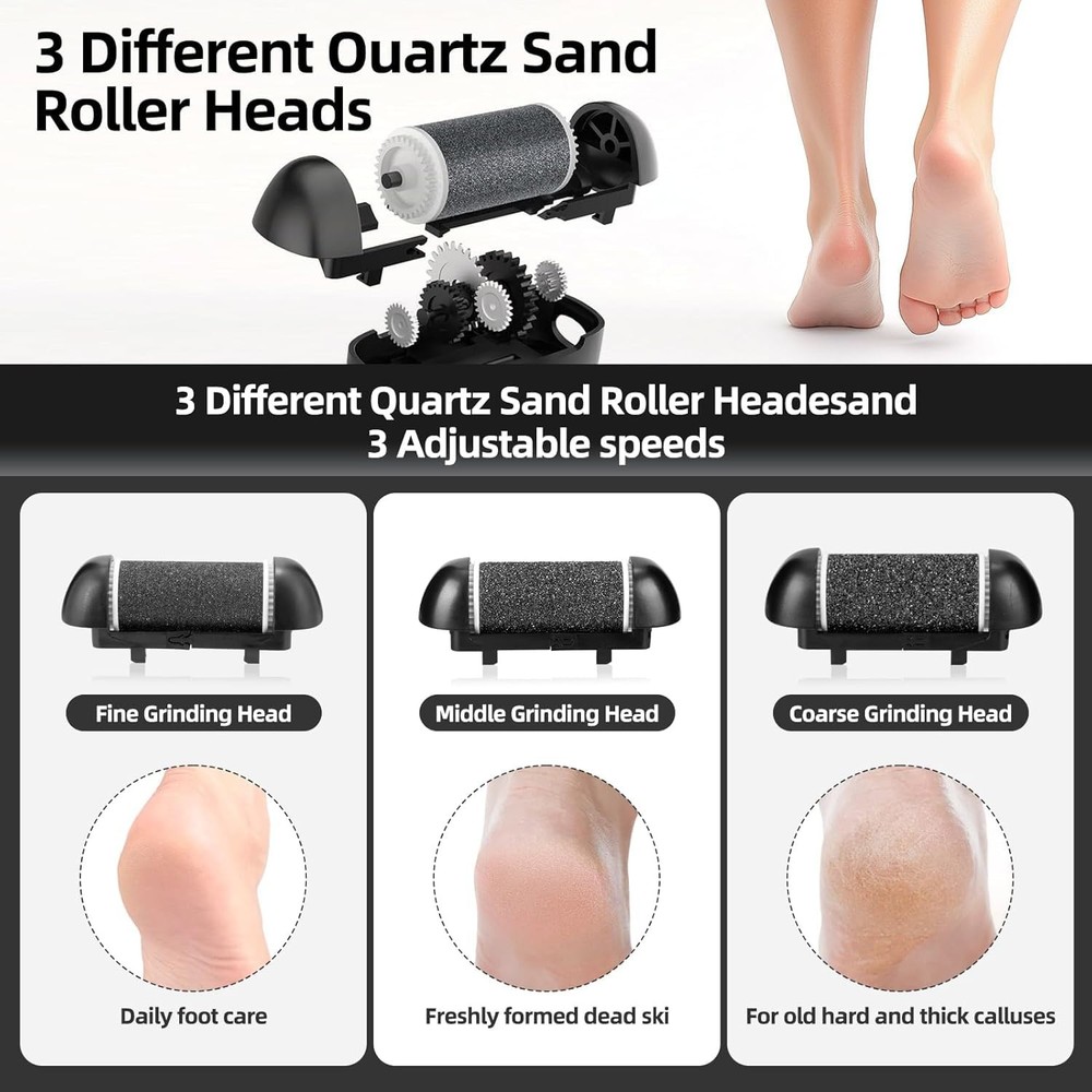 3 Different Replacement Roller Head for 1 Count (Pack of 1), Black