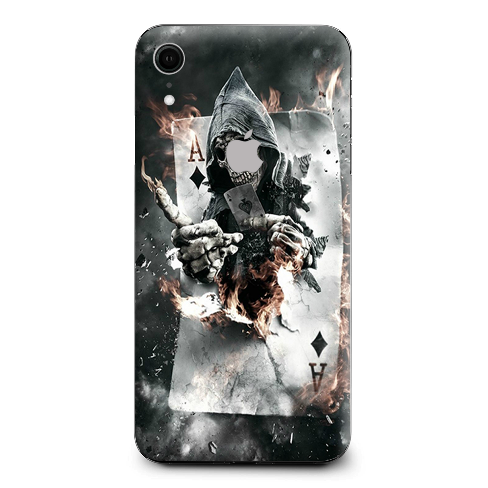 Skins Decal Wrap for Apple iPhone XR - Ace Diamonds Grim Reeper Skull