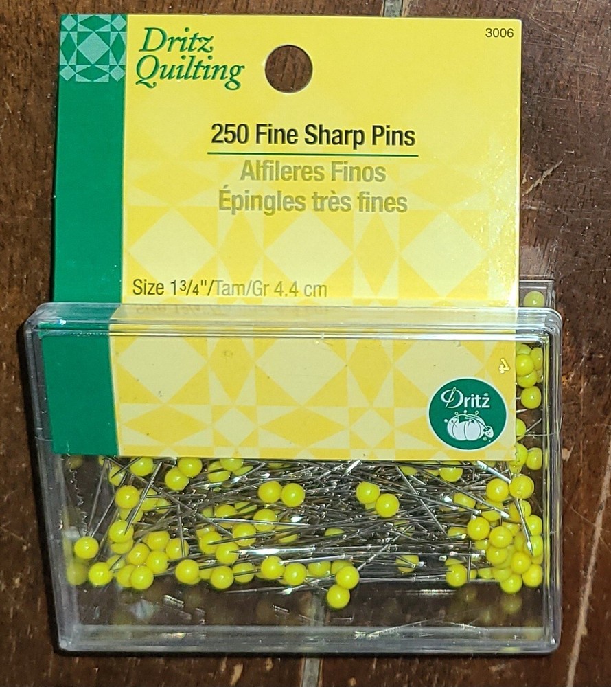 Dritz 250pc Quilting Fine Sharp Pins ~Size 1-3/4"~ Model #3006
