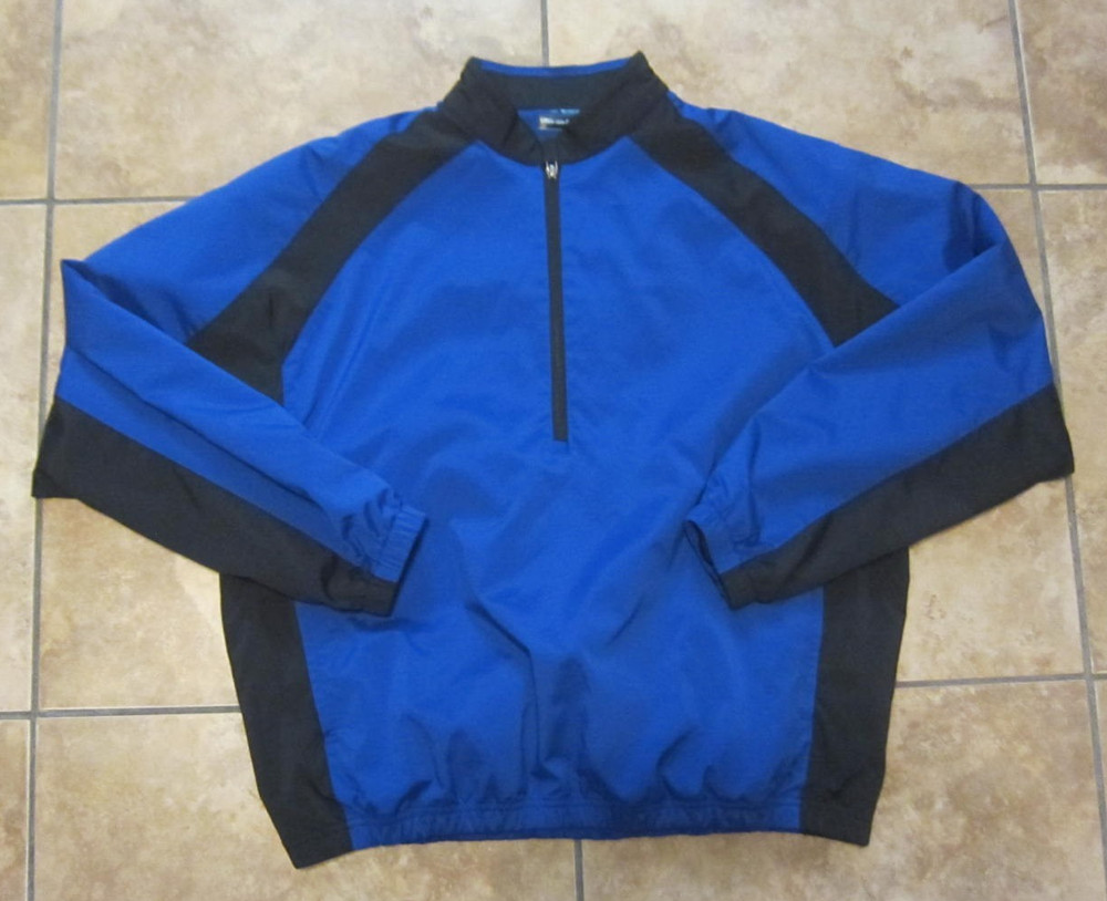 Bolle Golf Tech Mens Medium Blue Windbreaker Jacket Pullover Pockets
