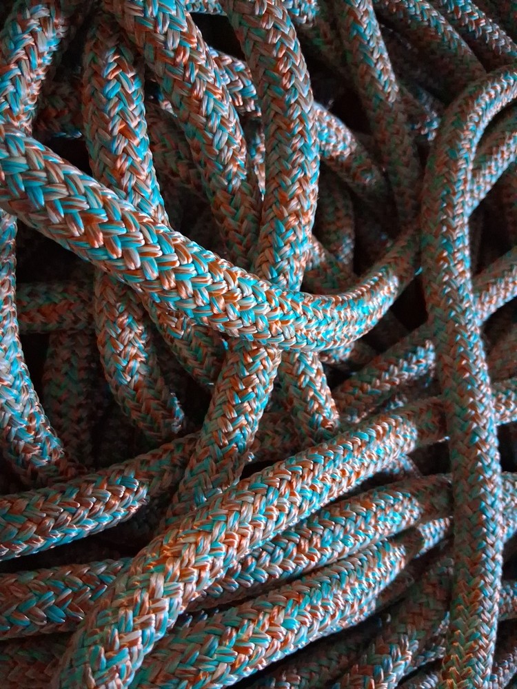 9/16 x 200 ft. Double Braid-Yacht Braid Polyester Rope. Turq/BO/Tan Blend