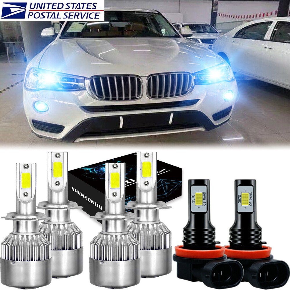 For BMW X3 2011 2012 2013 2014 - 6x Combo LED Headlight Fog Light Bulbs 8000K