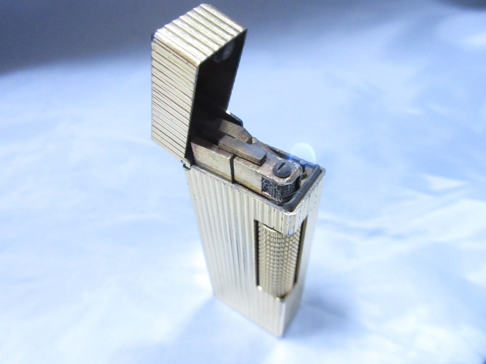 Ignition Confirmed Dunhill Roller Gas Lighter Stripe Gold Plated Japan [Used]