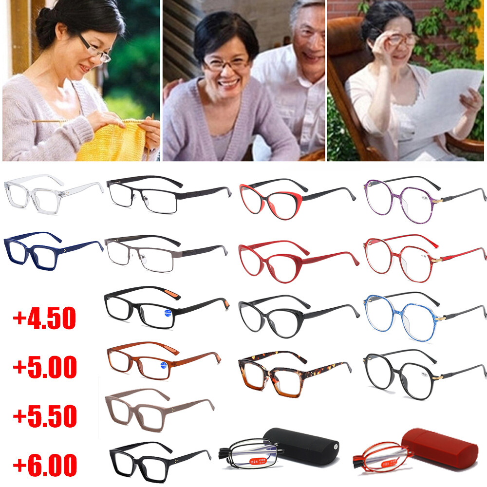 Reading Glasses+4.5 +5.0 +5.5 +6.0 Optical Lens Plastic Frame Reader Lightweight