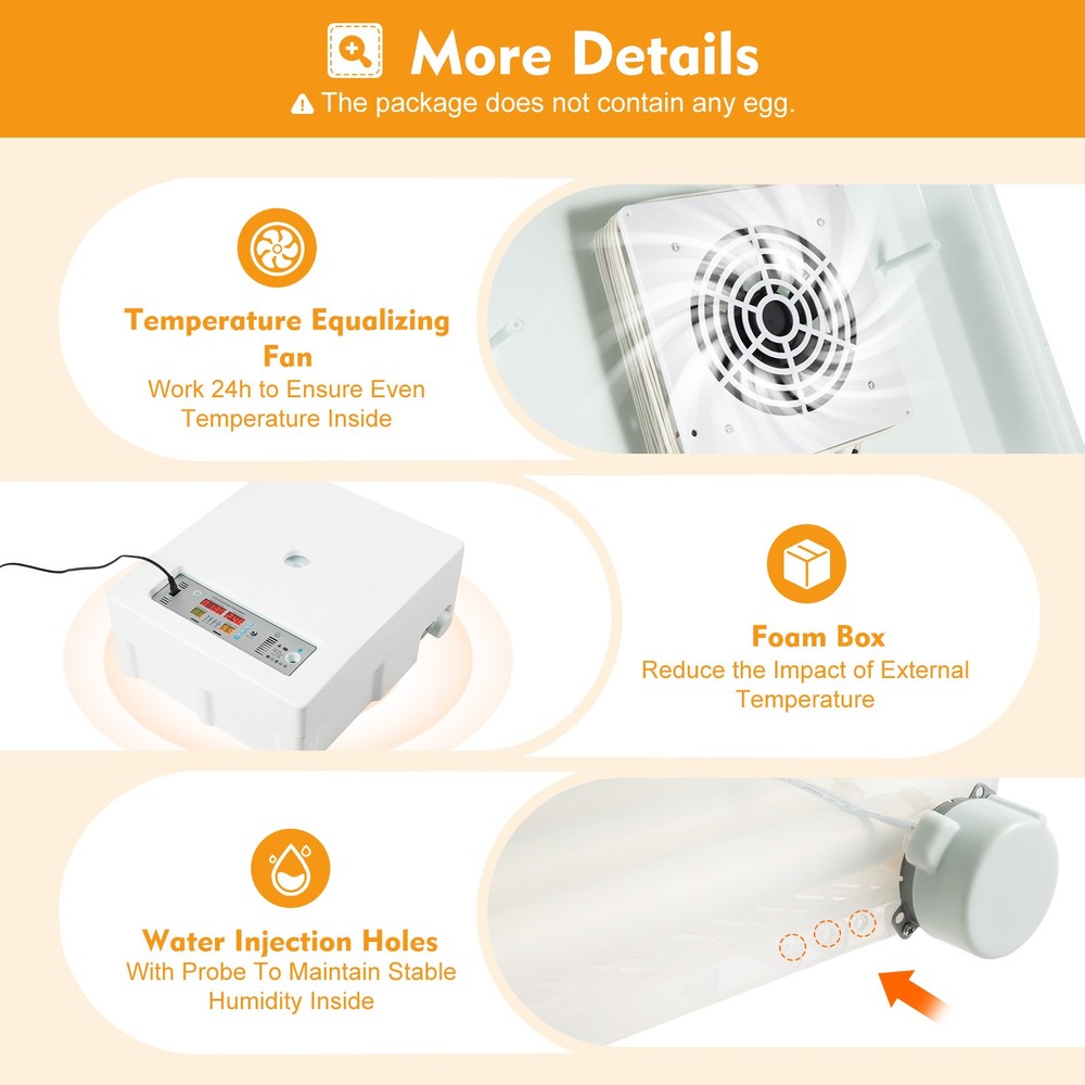64 Eggs Incubator Digital Automatic Turning Hatcher Chicken Temperature Control