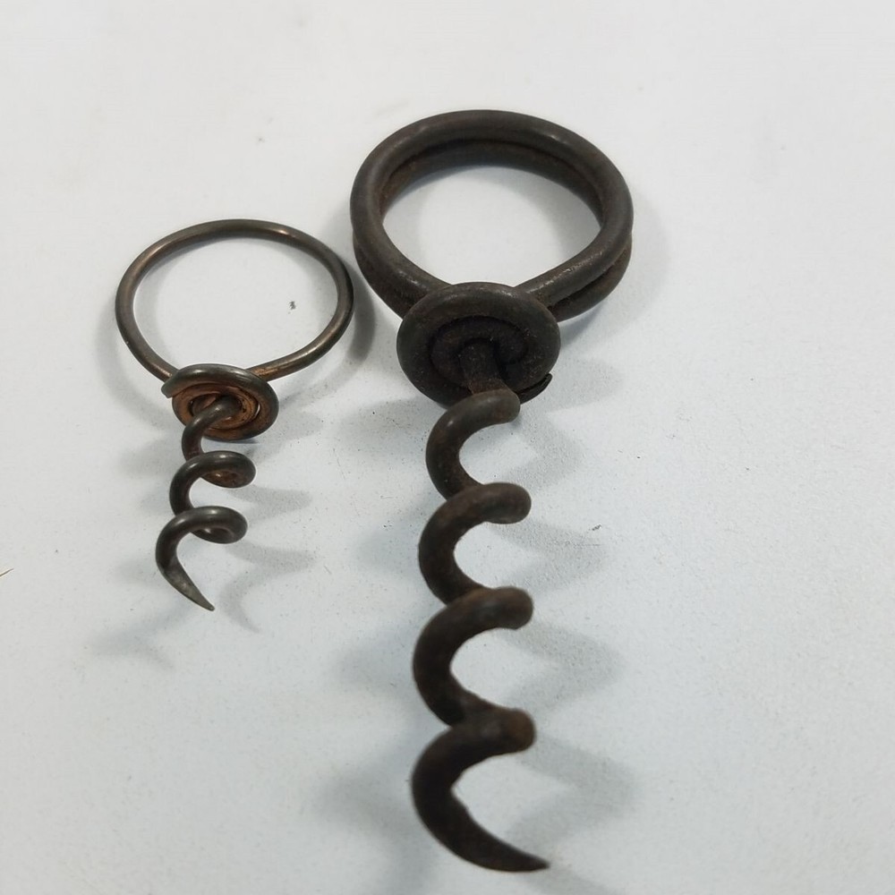 Lot 2 Vintage Finger Loop Twisted Wire Corkscrews 1 Single Loop 1 Double