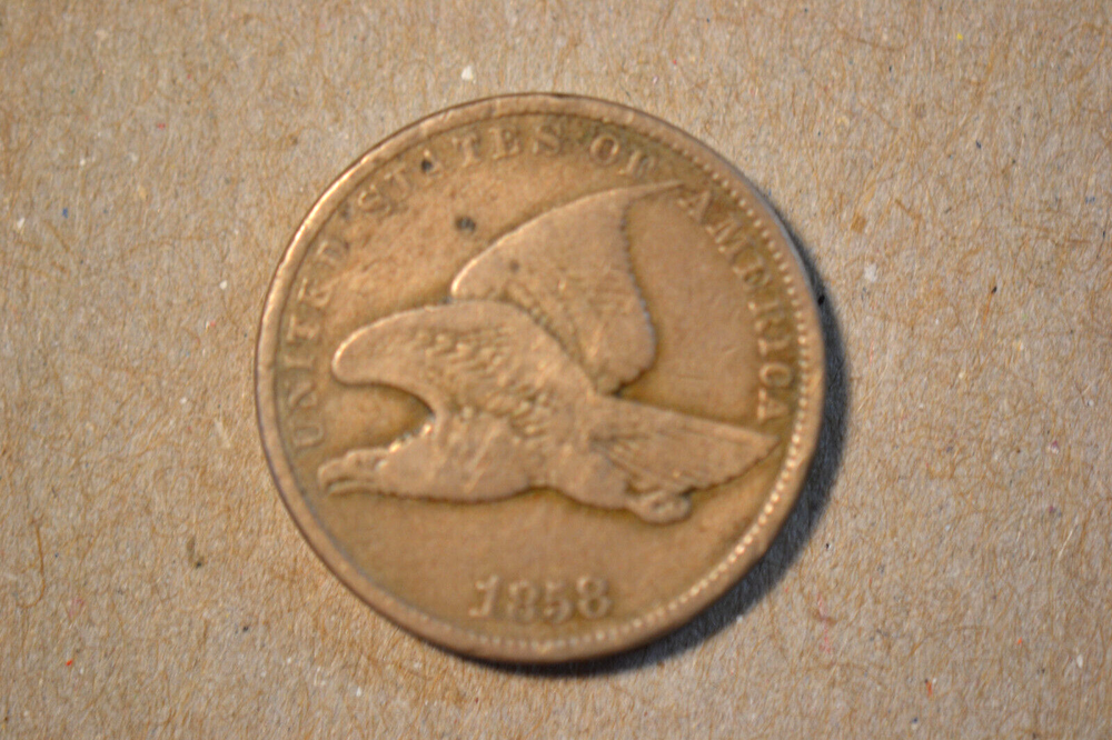 1858 Small Letters Flying Eagle Cent- Lightly Cleaned Very Fine.