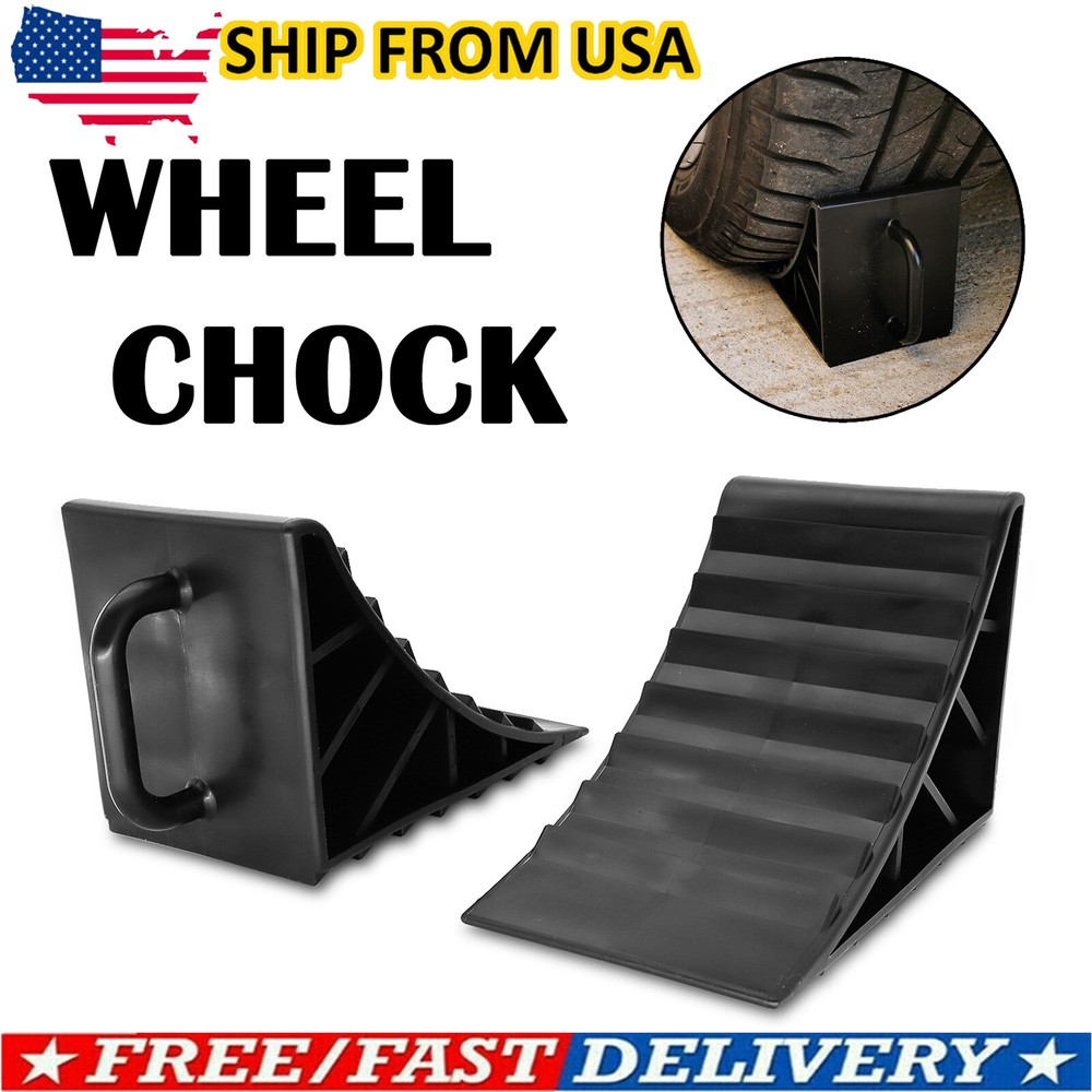 x2 Tire Stopper Wheel Chocks Blocks Heavy Duty For Car Truck Rv Trailer Camper/