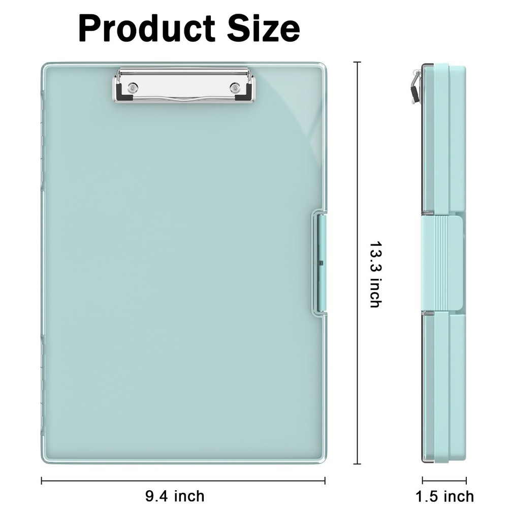 Plastic Clipboard with Storage Side Opening 2 Compartments Dark Green