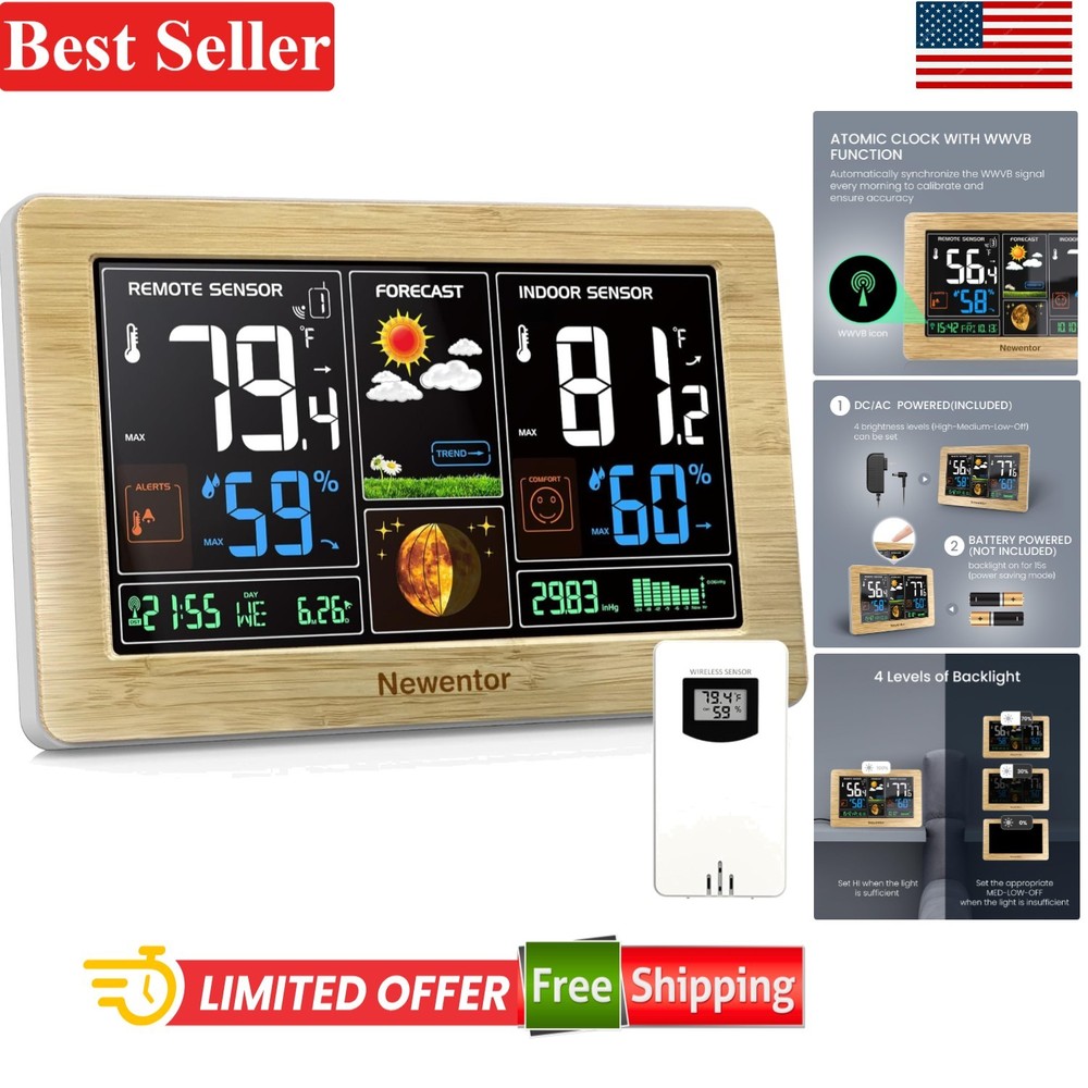 Wireless Weather Station with Adjustable Backlight and Remote Sensor Capability