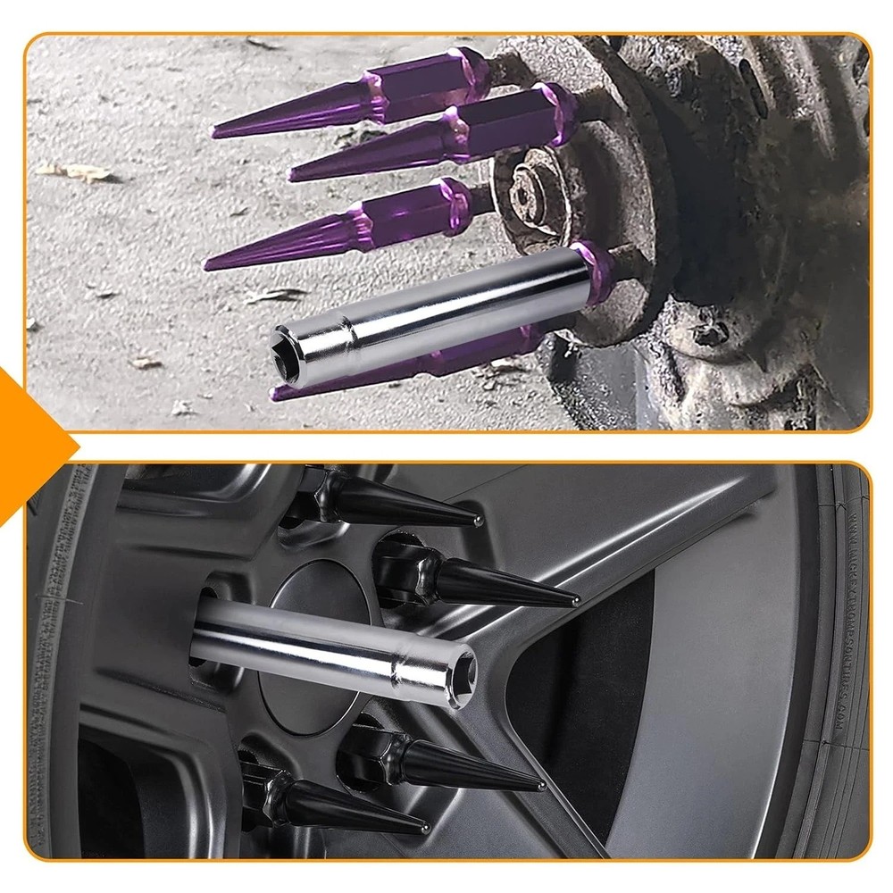 Spike Lug Nuts Socket Key - Solid Socket with 19Mm Hex, Universal Spiked Lug Nut