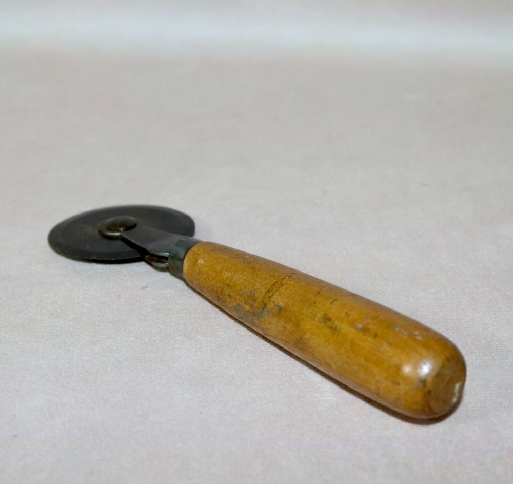 Fabric Cutting Tool 2” Diameter Wood Handle - Vintage