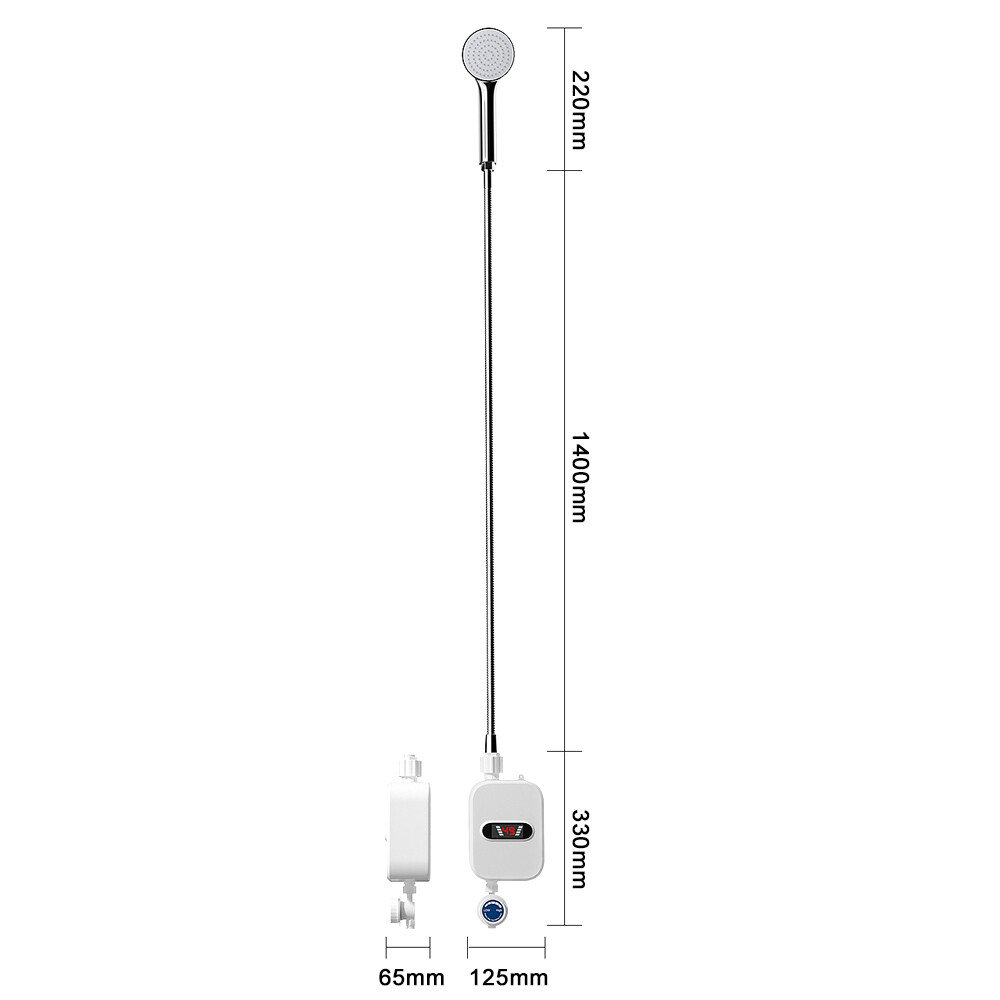 Small Tankless Water Heater Portable Instant Hot Shower Kitchen Heater 3500W