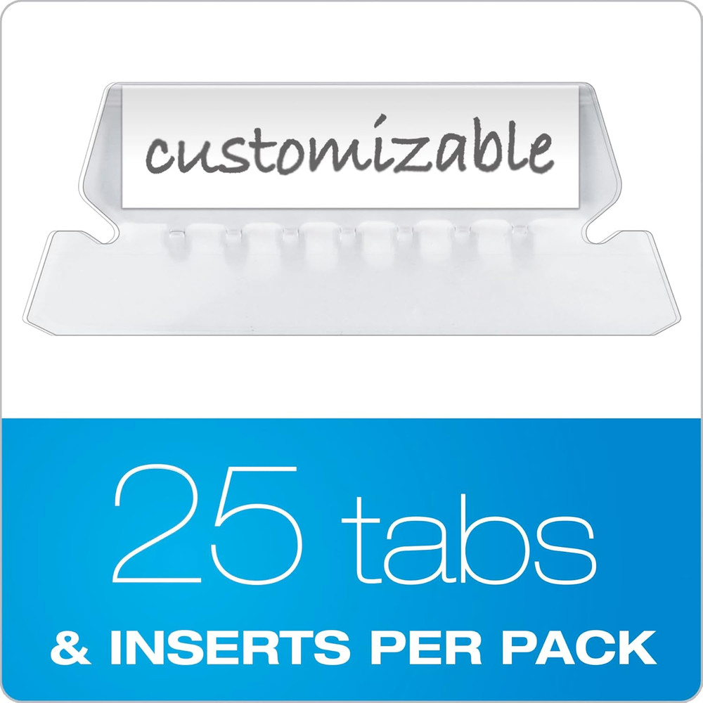 Hanging File Folder Plastic Tabs, Clear, Pack of 25