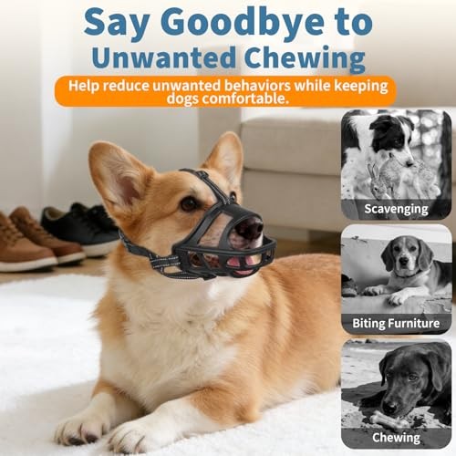 Dog Basket Muzzle for Medium & Large Dogs, Humane Cage Muzzle Prevent XL Black