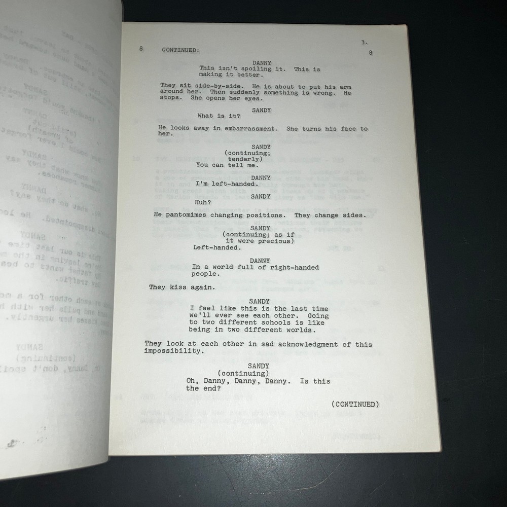GREASE (15/12/77) 3rd Draft Script Travolta/Newton-John Paramount Prod Cvrs+COA
