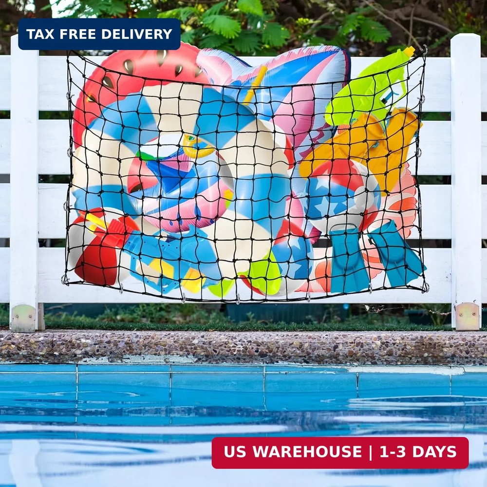 Extra Large Pool Toy Float Storage Net, 71×47'' Heavy Duty Hanging Elastic Mesh