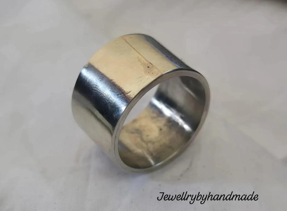 Heavy Solid 925 Sterling Silver Wide Band Statement Handmade Smooth Thick Dome