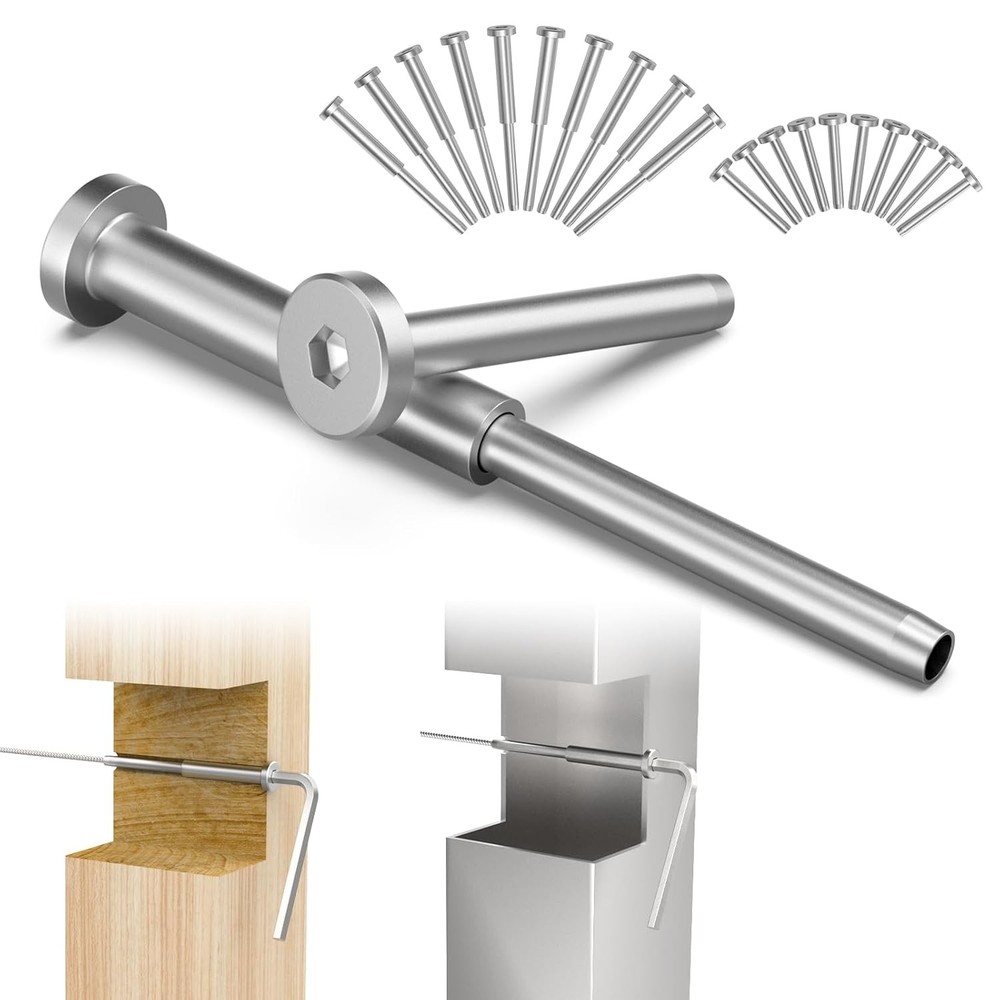 10 Pcs 4"x4" Invisible Cable Railing Kit 1/8" Receiver and Swage Stud End2"x2"