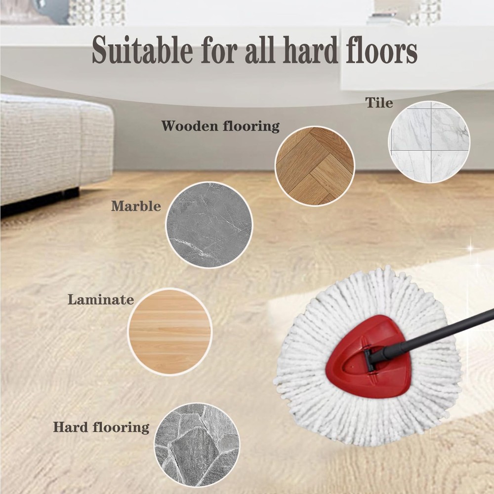 Mop Heads Replacement 4 Pack, Spin Mop Microfiber, Washable, White