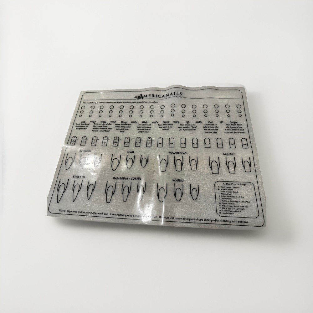 Americanails Acrylic Nail Training Mat Silicone for Application Practice