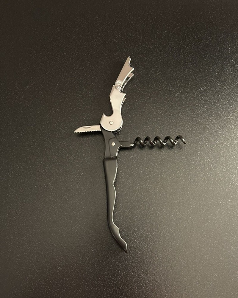 Corkscrew Bottle & Wine Opener - Stainless Steel Black Multitool