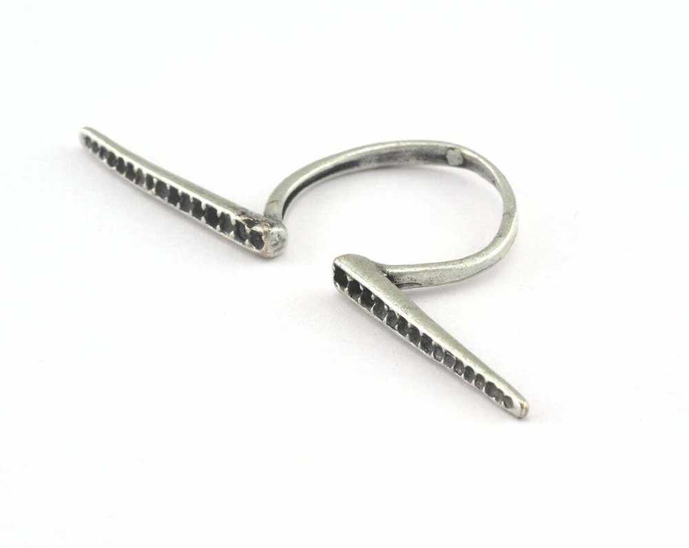 Adjustable Ring Antique Silver Plated Brass 18mm 8US inner size Adjustable 2691
