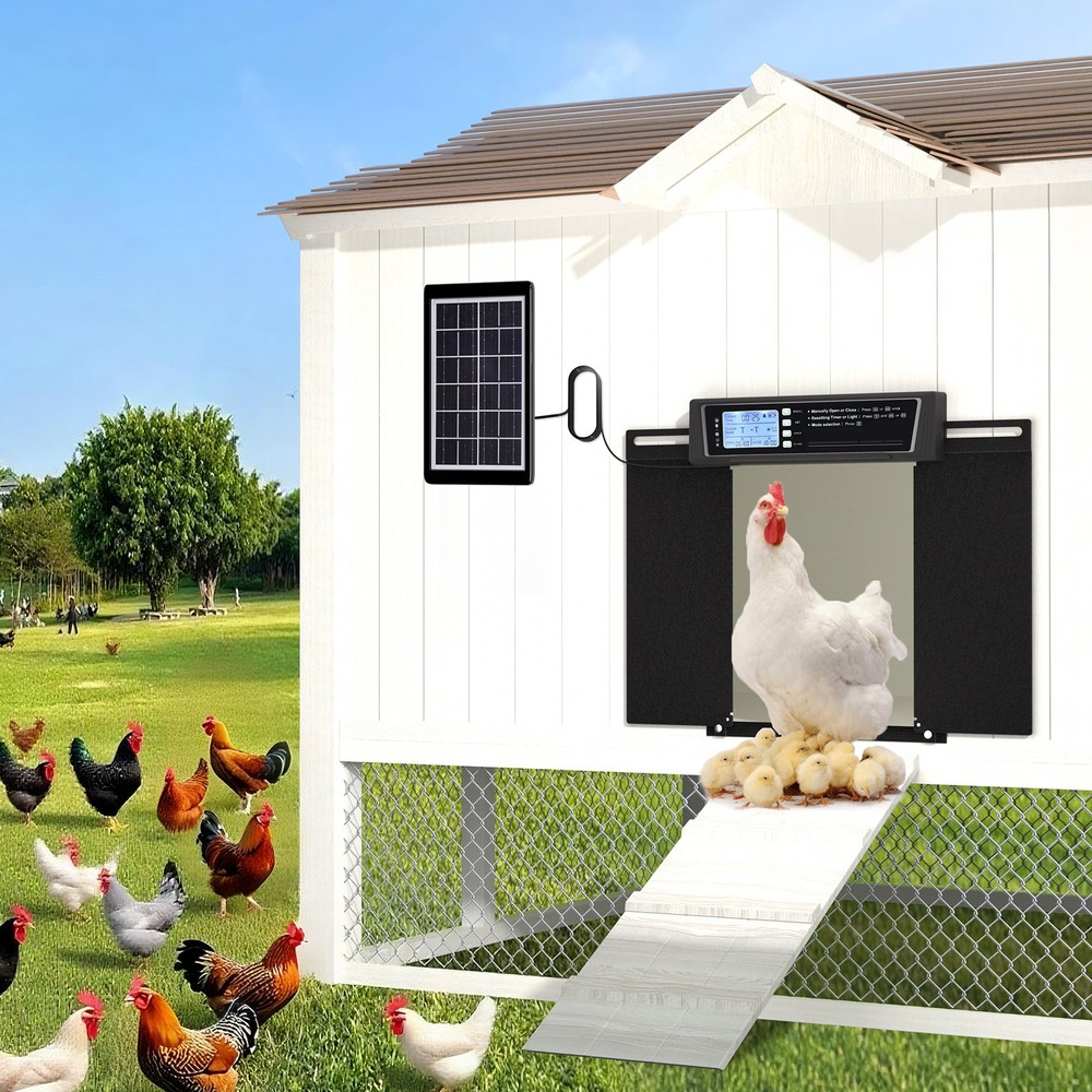 Extra Large Horizontal Automatic Chicken Coop Door Solar Powered Weather-proof