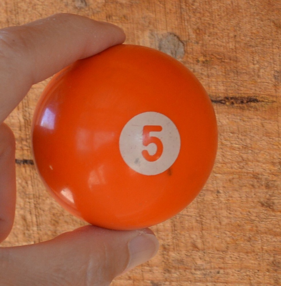 Vintage Pool Ball No. 5 Solid Orange Replacement Re-purpose
