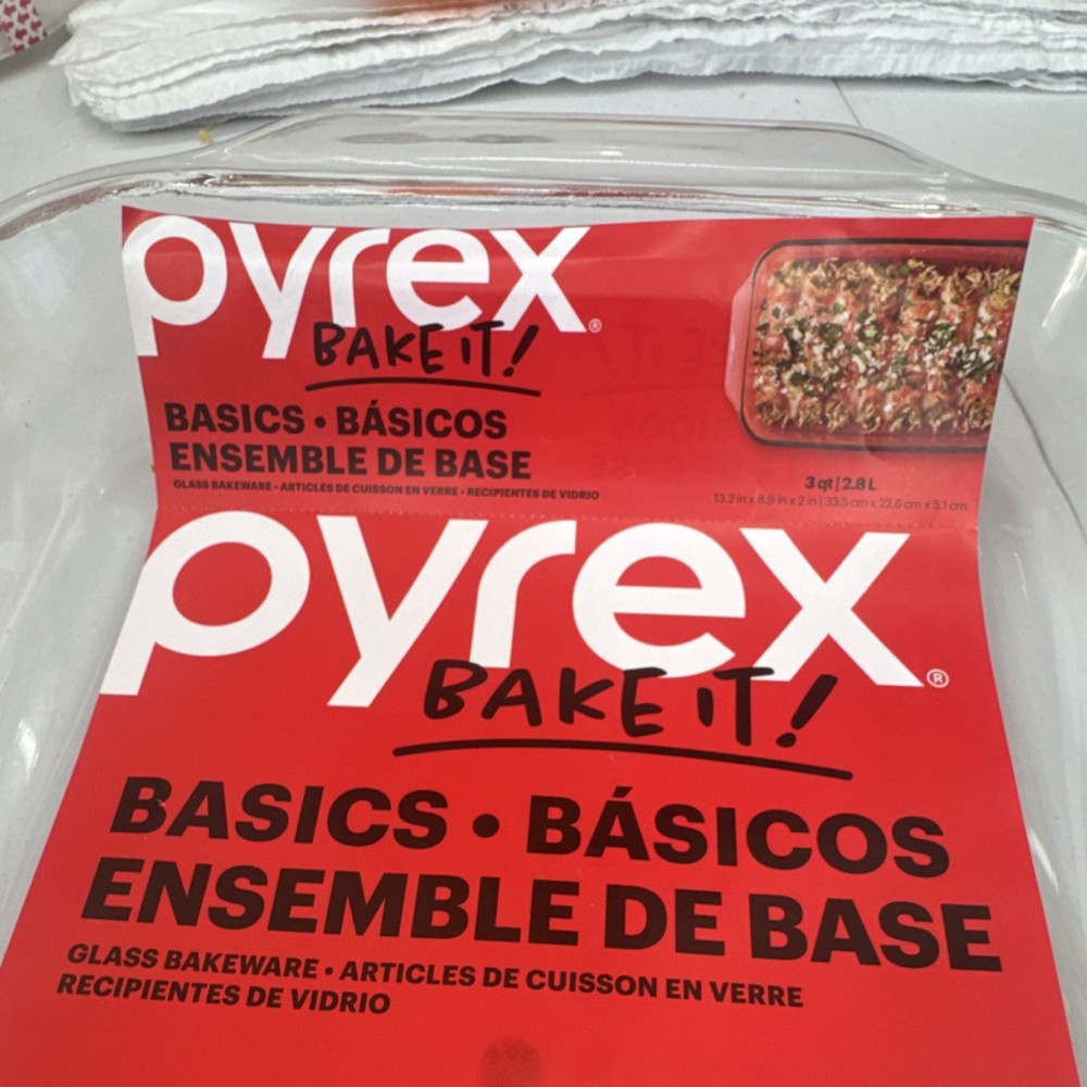 PYREX Basics 3 qt Glass Rectangle Baking Dish Dishwasher Safe
