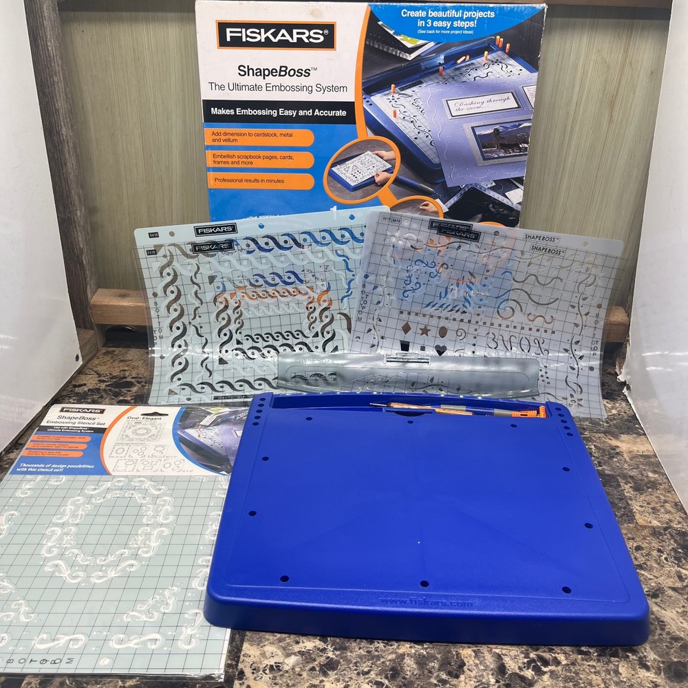 Fiskars ShapeBoss Ultimate Embossing System W/ Extra Stencil Sets #5600