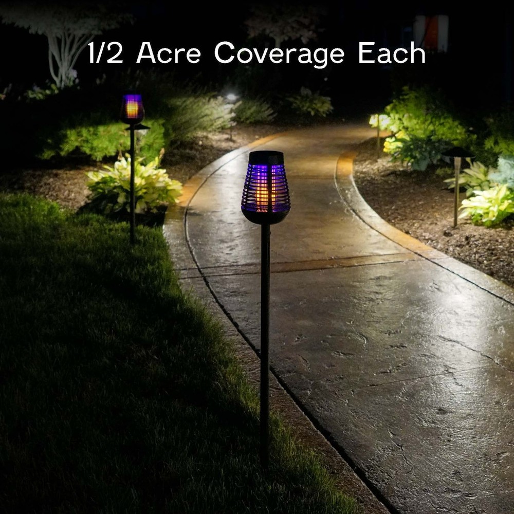 Pic Solar Insect Killer Torch with LED Flame Effect, Black Torch