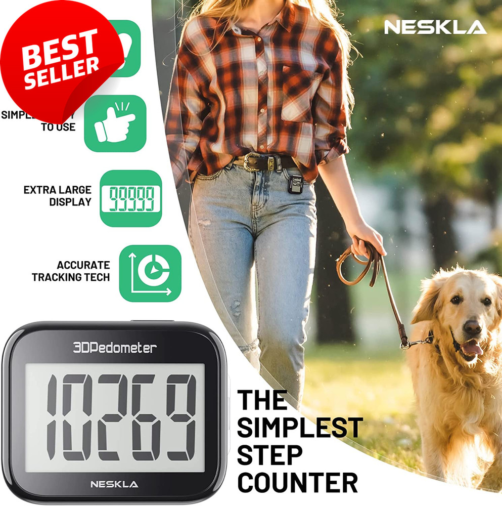 3D Pedometer Step Counter Large Display Clip Lanyard Accurate Tracker