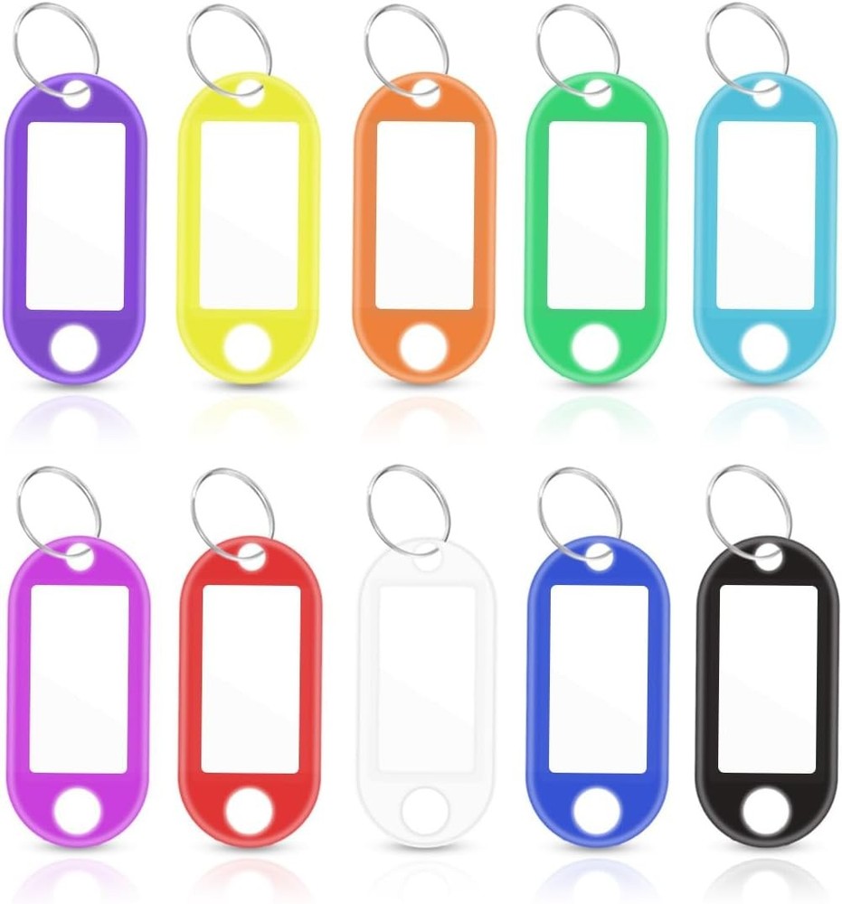 50 Pack Plastic Key Tags with Blank Paper Labels & Transparent Window &...