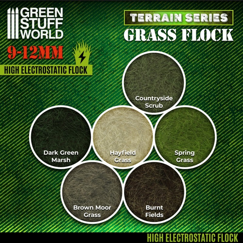 Static Grass Flock 9-12mm - SPRING GRASS - 200 ml - scenery diorama bases