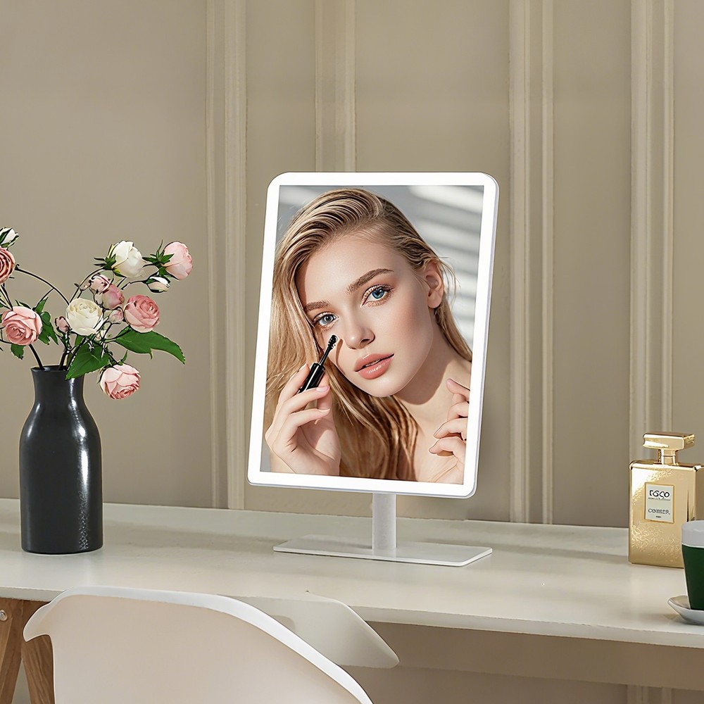 Rechargeable Makeup Mirror,360° rotation,Touch Control,3 Color Dimmable