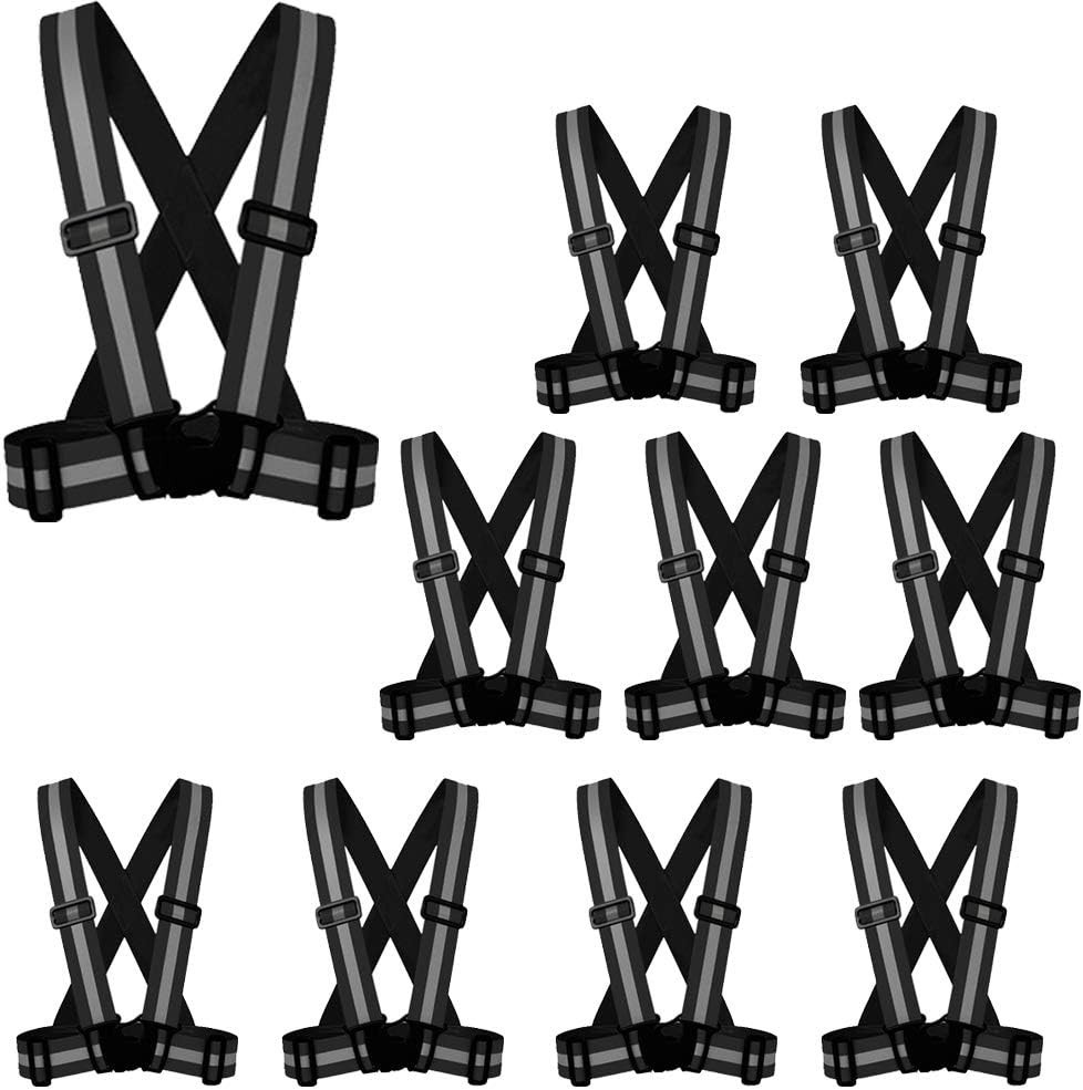 Reflective Running Vests - 10 Pack for Safety & Visibility