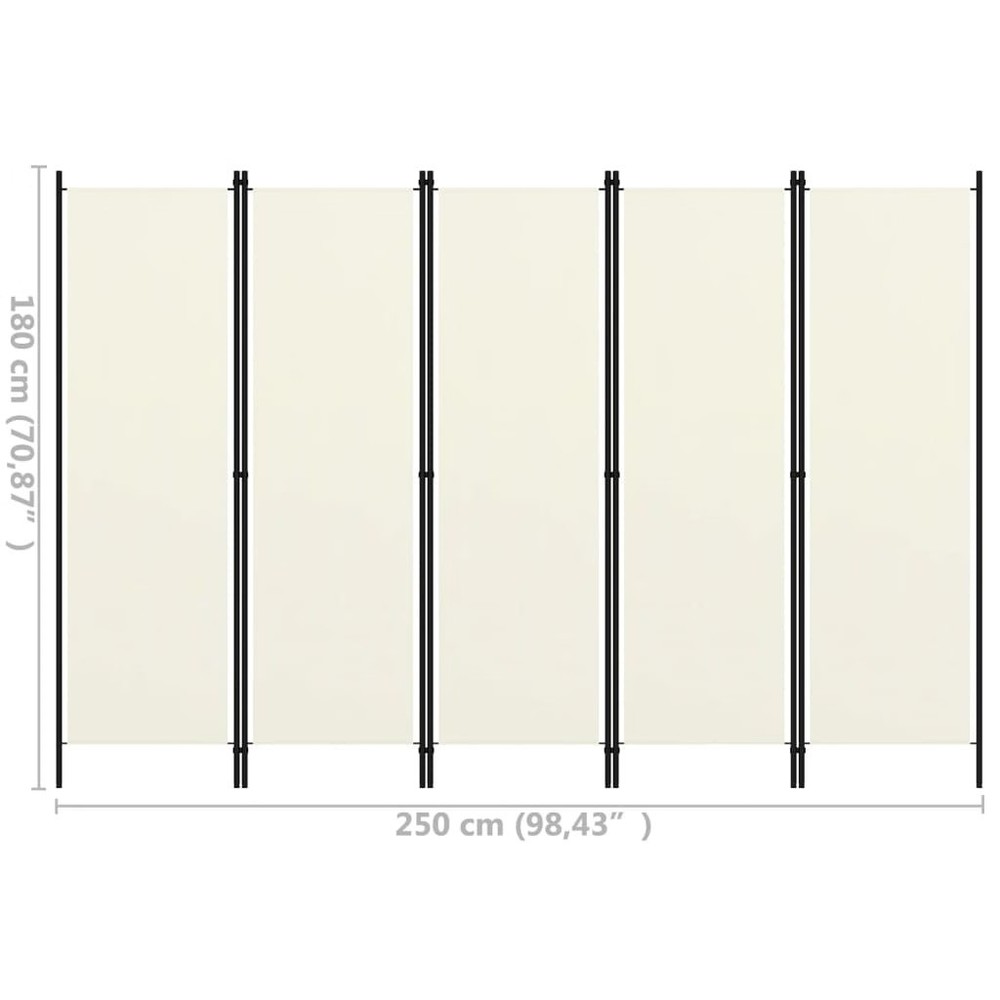5-Panel Room Divider White 98.4"x70.9"