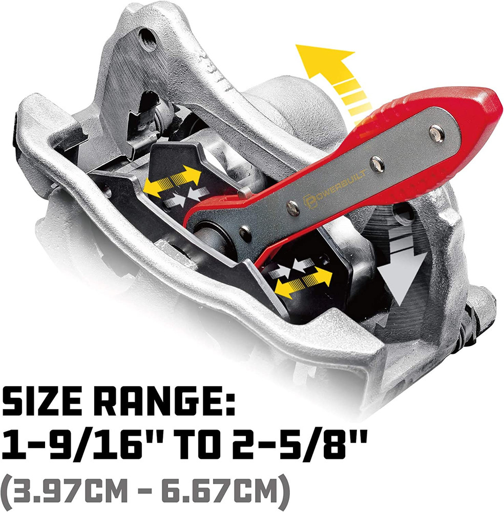 Ratcheting Caliper Piston Tool Set, Brake Caliper Press, Size Range:1-1/2” to 2-