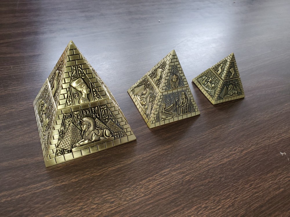 Metal Egyptian Pyramids Sculptures Set (3 Pcs)