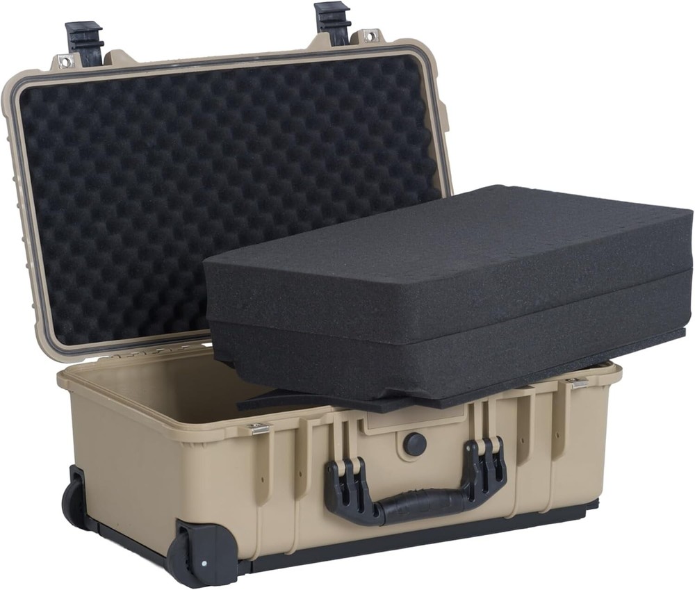 Protective Hard Case with Retractable Handle and Wheels - Waterproof Design