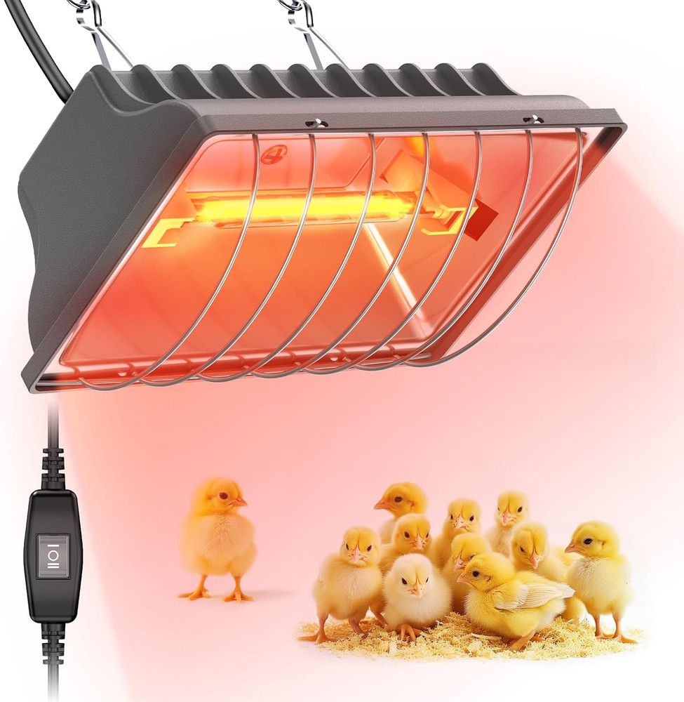 Chicken Coop Heating Lamp, 250W Brooder Heater for Chicks 13.12Ft Cord UL Passed
