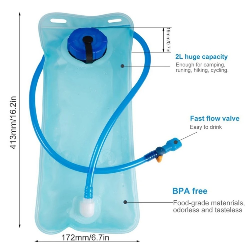 Hydration Bladder Leak Proof Water Reservoir Hydration (Blue, 2 Liter)