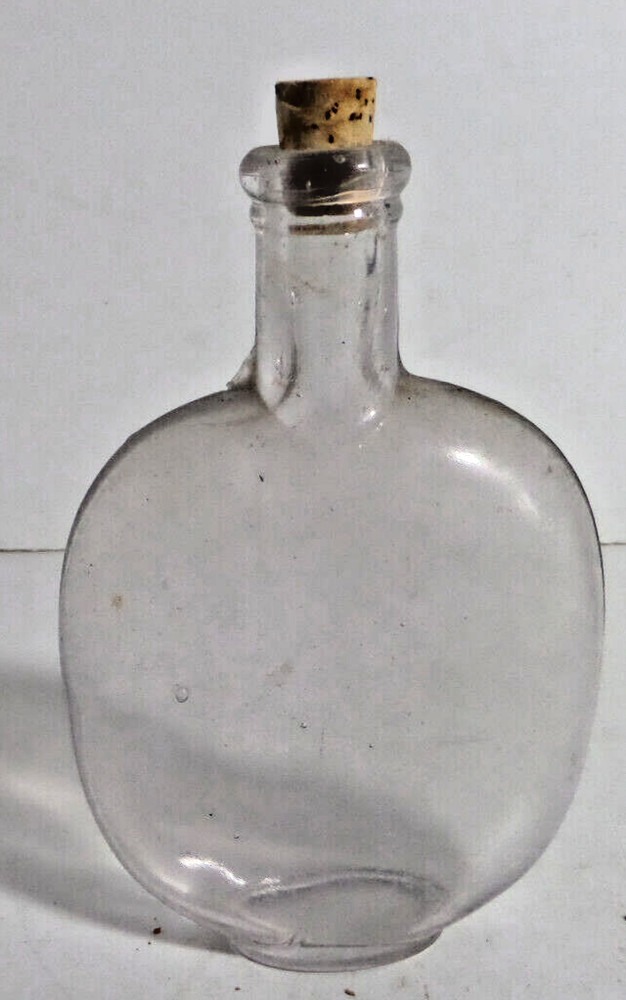 oval cork top flask bottle antique EMPTY