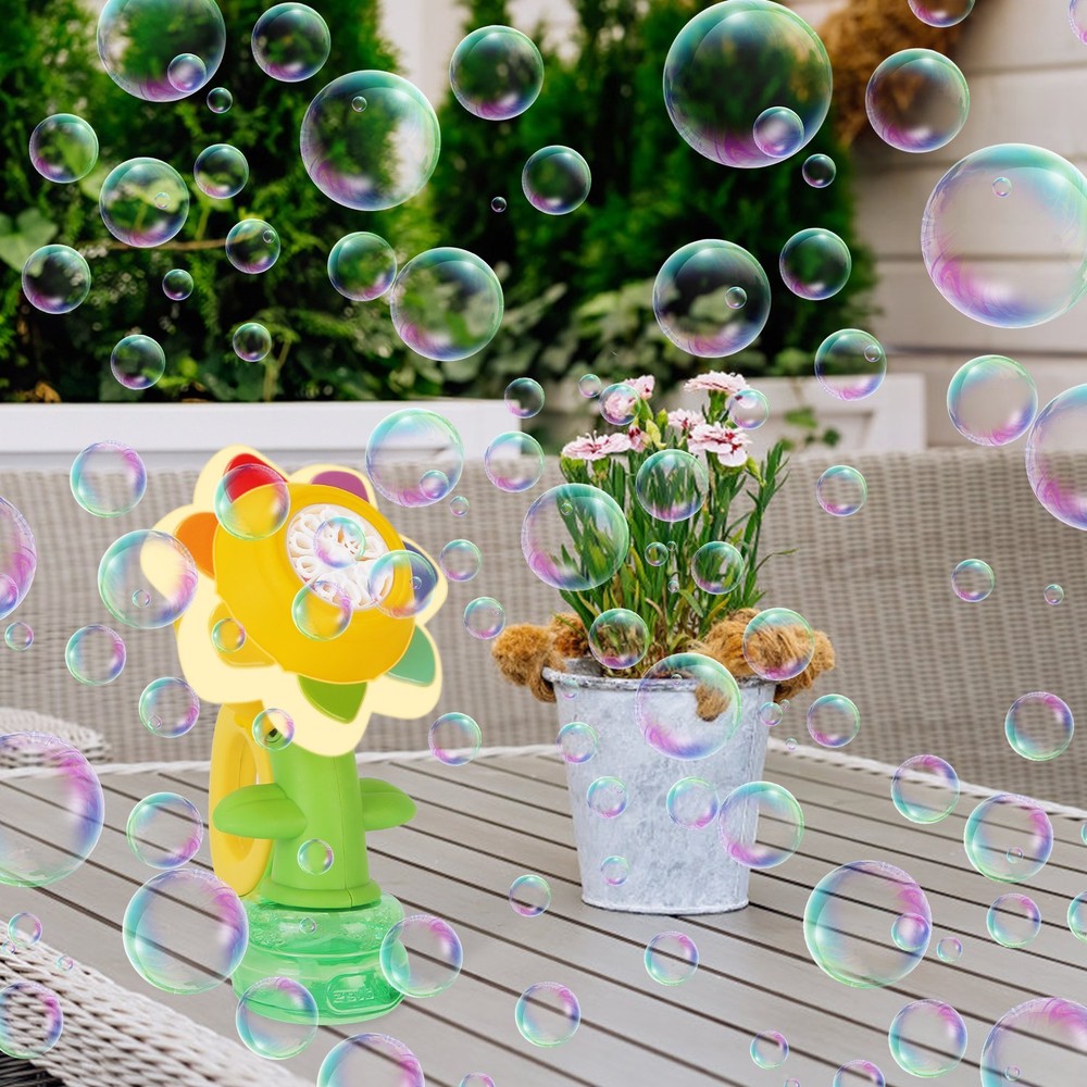 2Pcs Bubble Machines+Lights Dancing Sunflower Bubble Maker Garden Decor Maker
